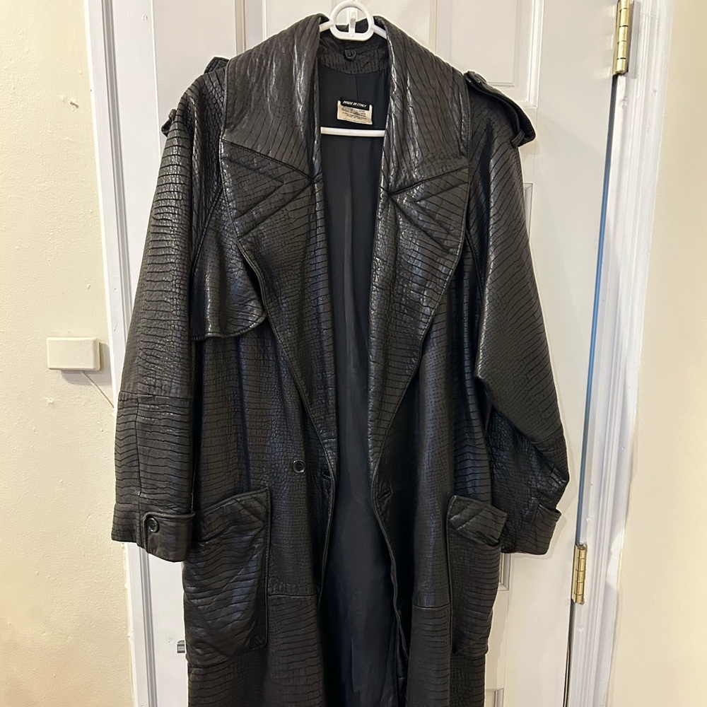 Genuine Leather Oversized Trenchcoat